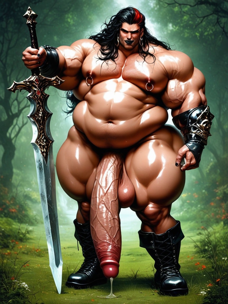 Morbidly Obese, Absurdly Oversized Comically Long Penis, Earrings Porno gay IA