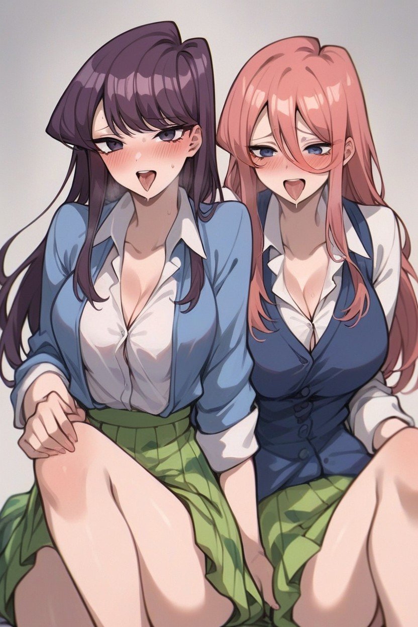 Futa Nakano Miku From Gotoubun No Hanayome, Komi From Komi Can't Communicate, Two Women헨타이 AI 포르노