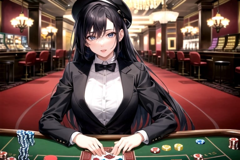 Red Lipstick, Casino Black Suit, Fedora Pornografia gay com IA