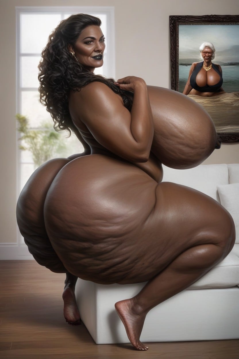 Naked, Rear View, Gigantic Thighs AI Porn