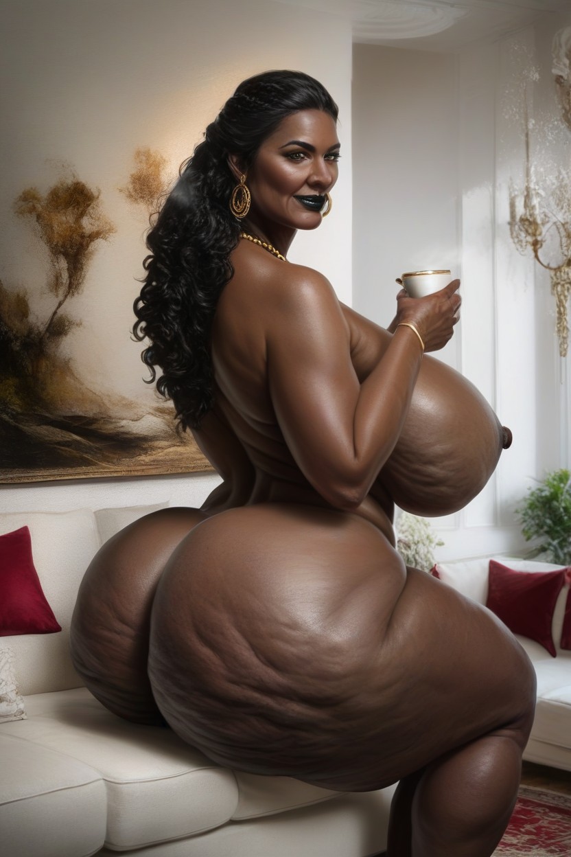 Rear View, Extremely Large Ass, Thick Thighs AI Porn