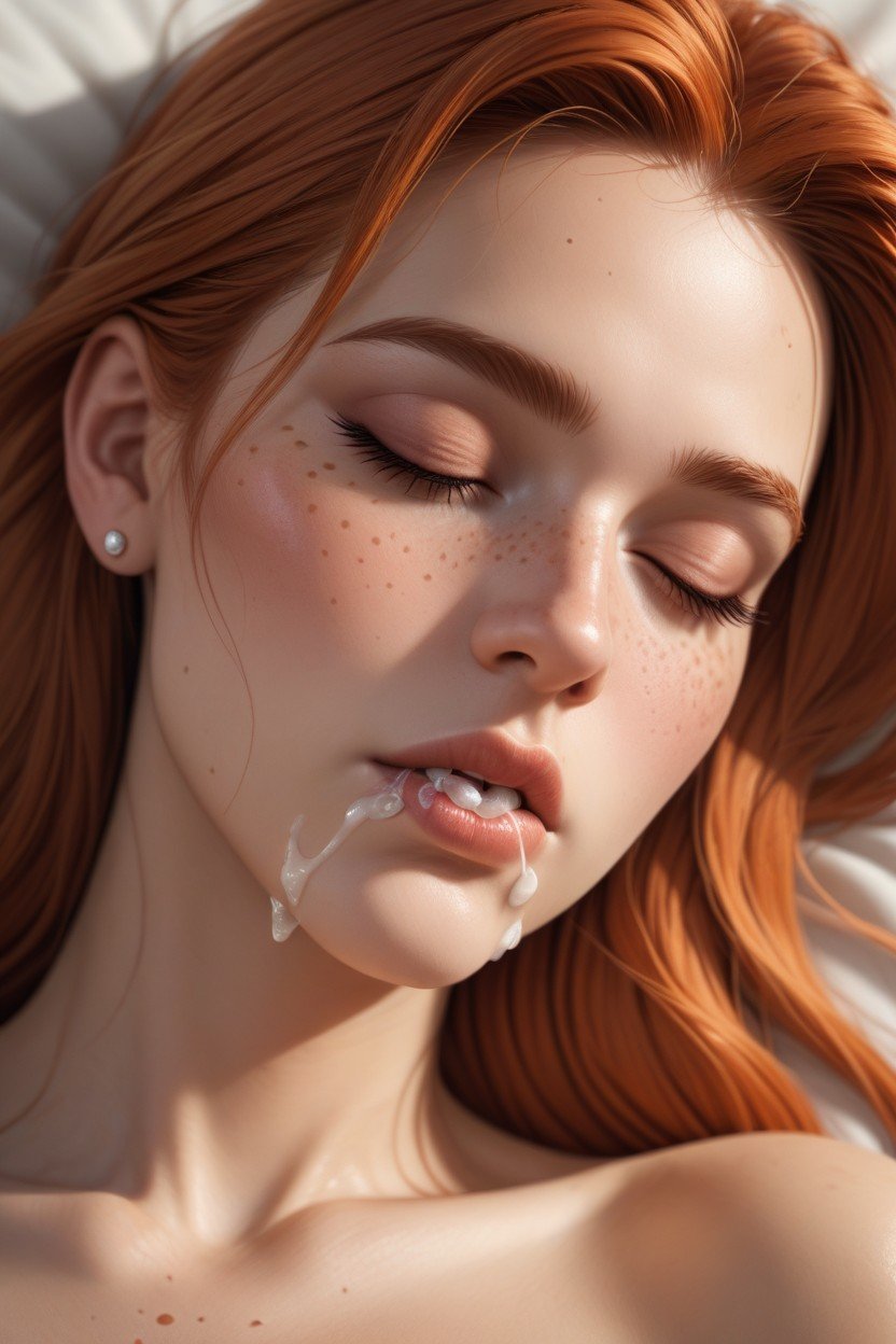 Ginger, Freckles, Cum Dripping From MouthヘンタイAIポルノ