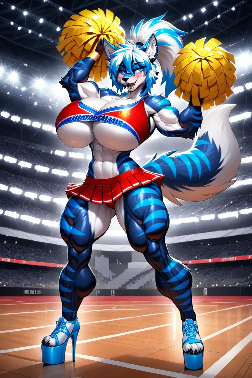 Hyper Muscles, Muscular, Underboob Furry AI Porn