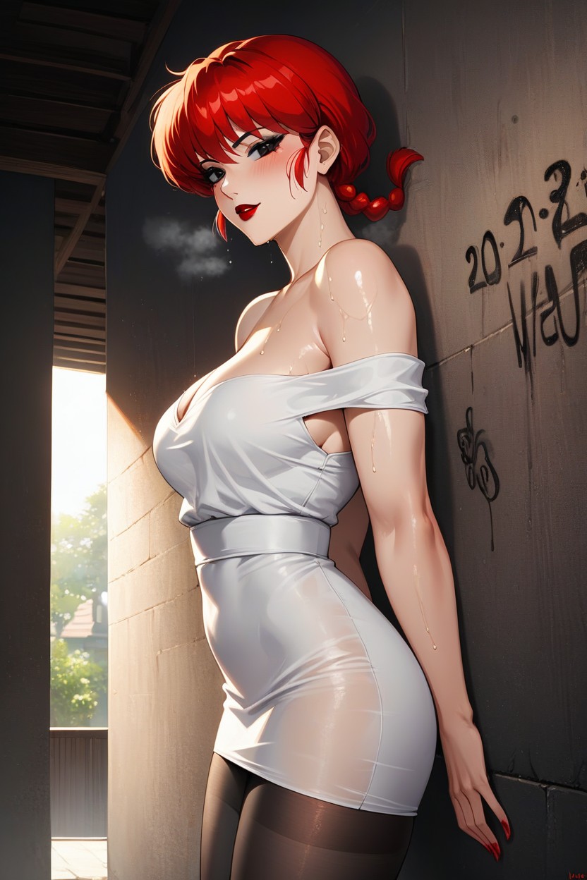 Dress, Cleavage Overflow, Side View Hentai AI Porn