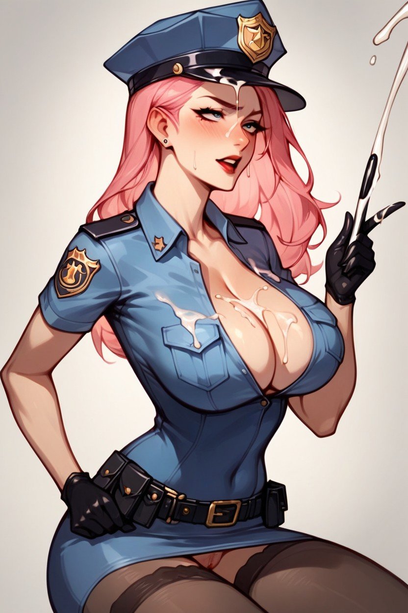 Big Tits, Fully Clothed, Policewoman Outfit Shemale AI Porn