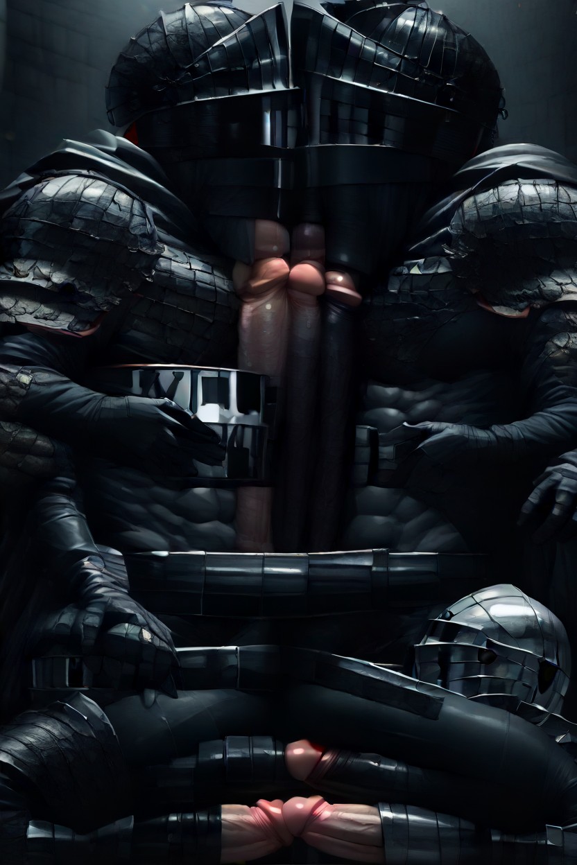 One Arm Flexing Muscle, Long Penis, Side View AI Gay Porn
