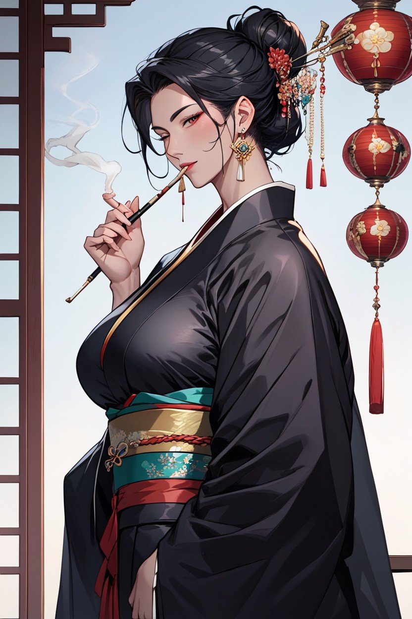 Black Hair, Standing, Beautiful Detailed Hair人妖AI色情