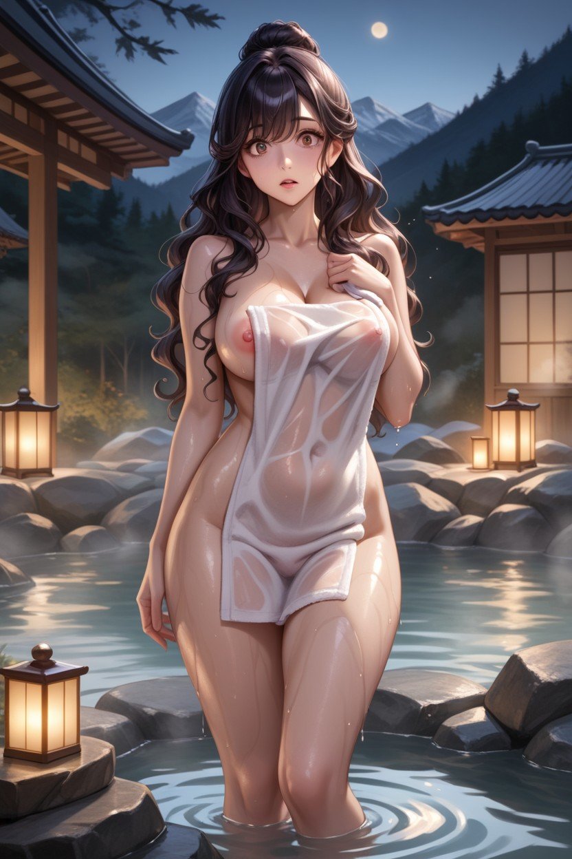 Onsen, Perfect Figure, Looking At ViewerAI黃漫