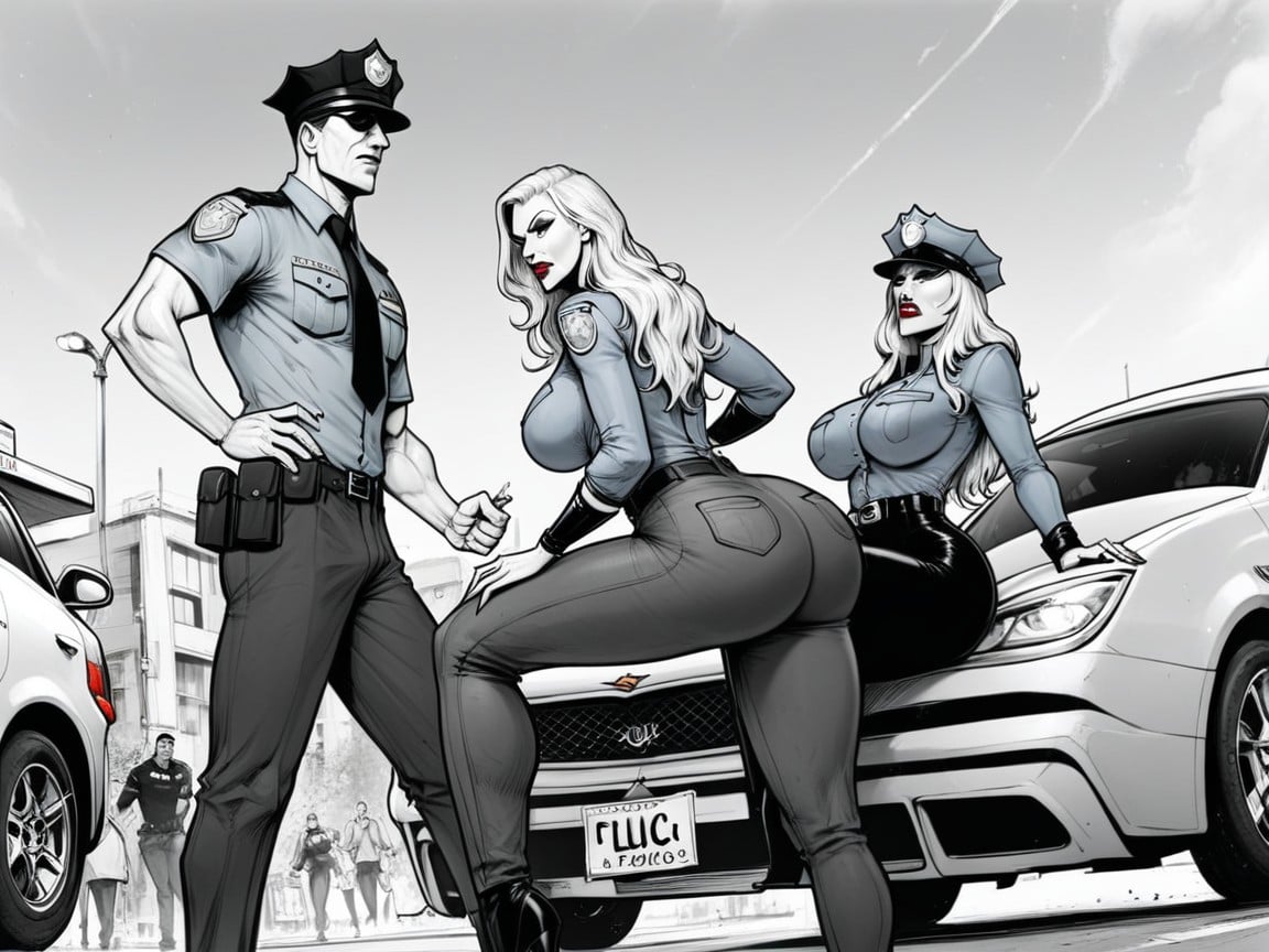 Red Lips, Wide Angle, Police CarHentai IA