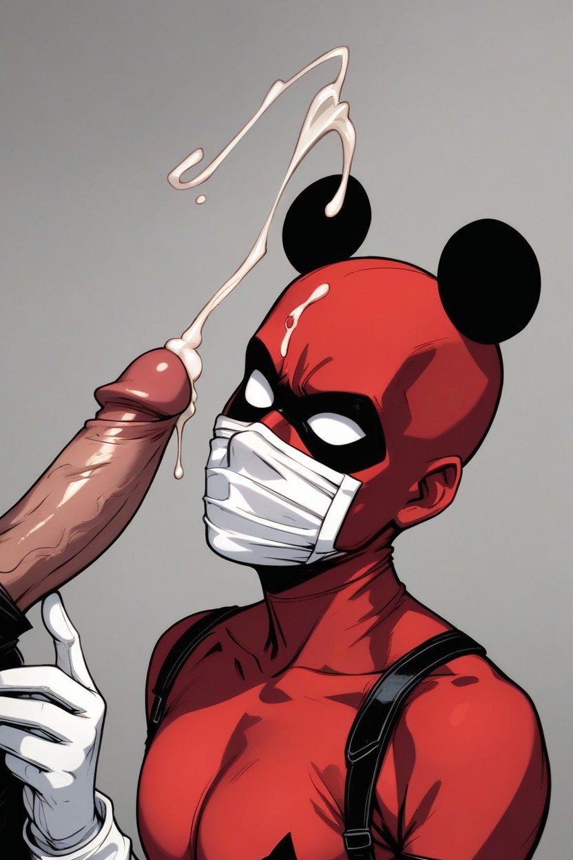 Mickey Mouse Ears, White Gloves Stroking Cock Off Screen, Deadpool Blocking CumAI黃漫