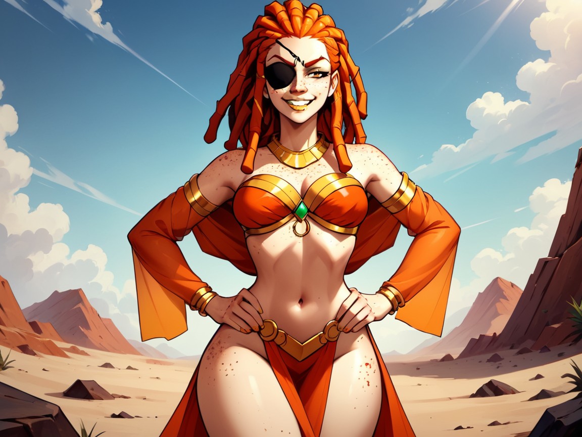 18+, Wearing Gold Desert Clothes, Pretty Face Latina AI Porn