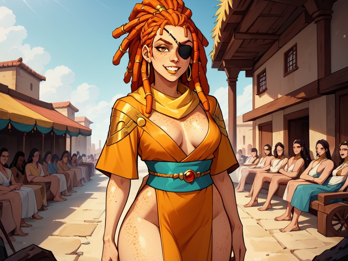 Gold Scarf, Rounded Torso, Oasis Locaiton Porno IA Latina