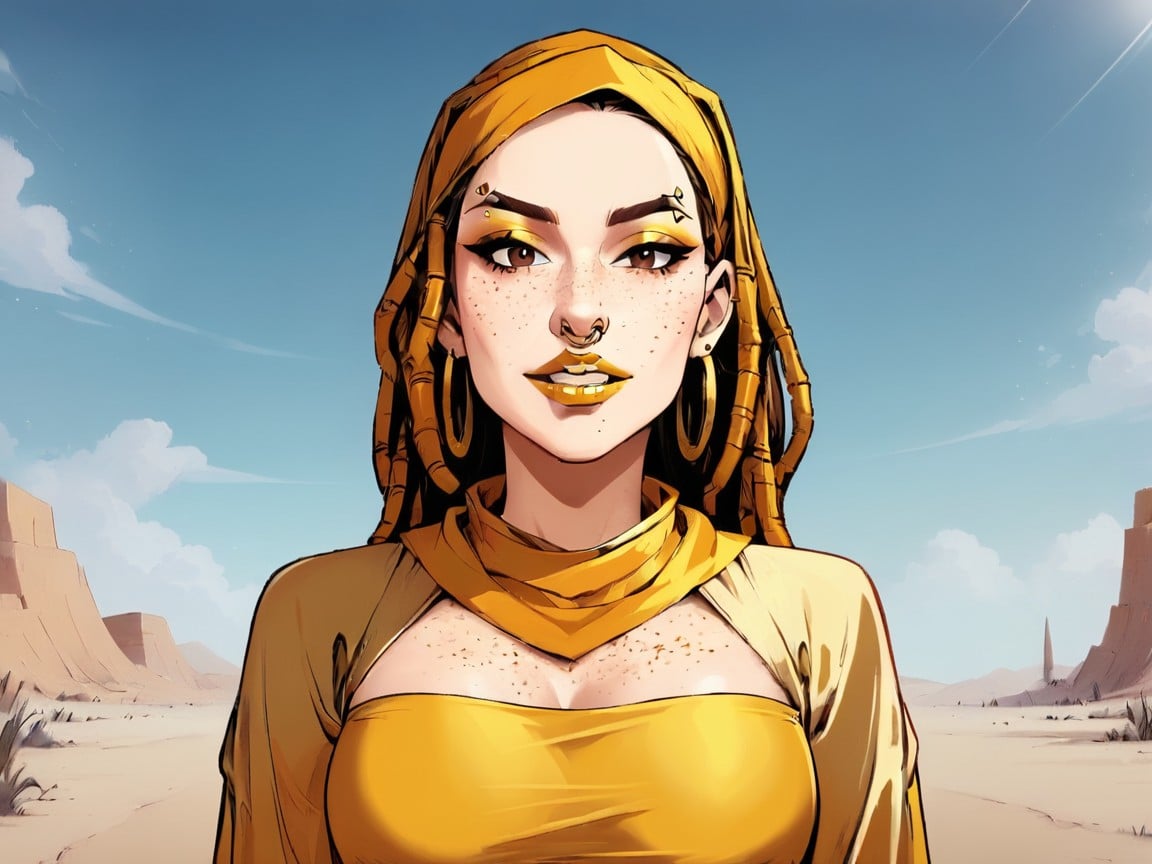 Ultra Detailed, Gold Cloak Vibrant Colors, Gold Body Jewelry Latina AI Porn