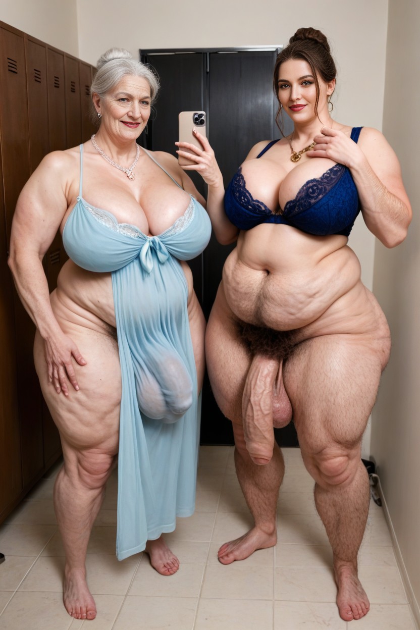 Foreskin, Changing Room, Hyper Hairy Chest Hair Extremely Massive Long Bulge Through Clothing AI Porn