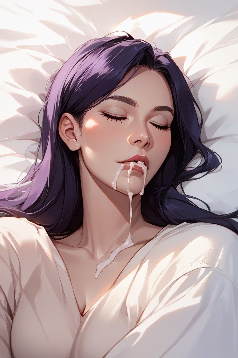 Sleeping, Cum Dripping From Mouth, Close Up Hentai IA pornografia