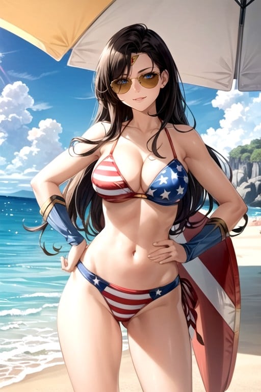 Beach Umbrella, Wonder Woman From Dc, Diana PrinceHentai IA