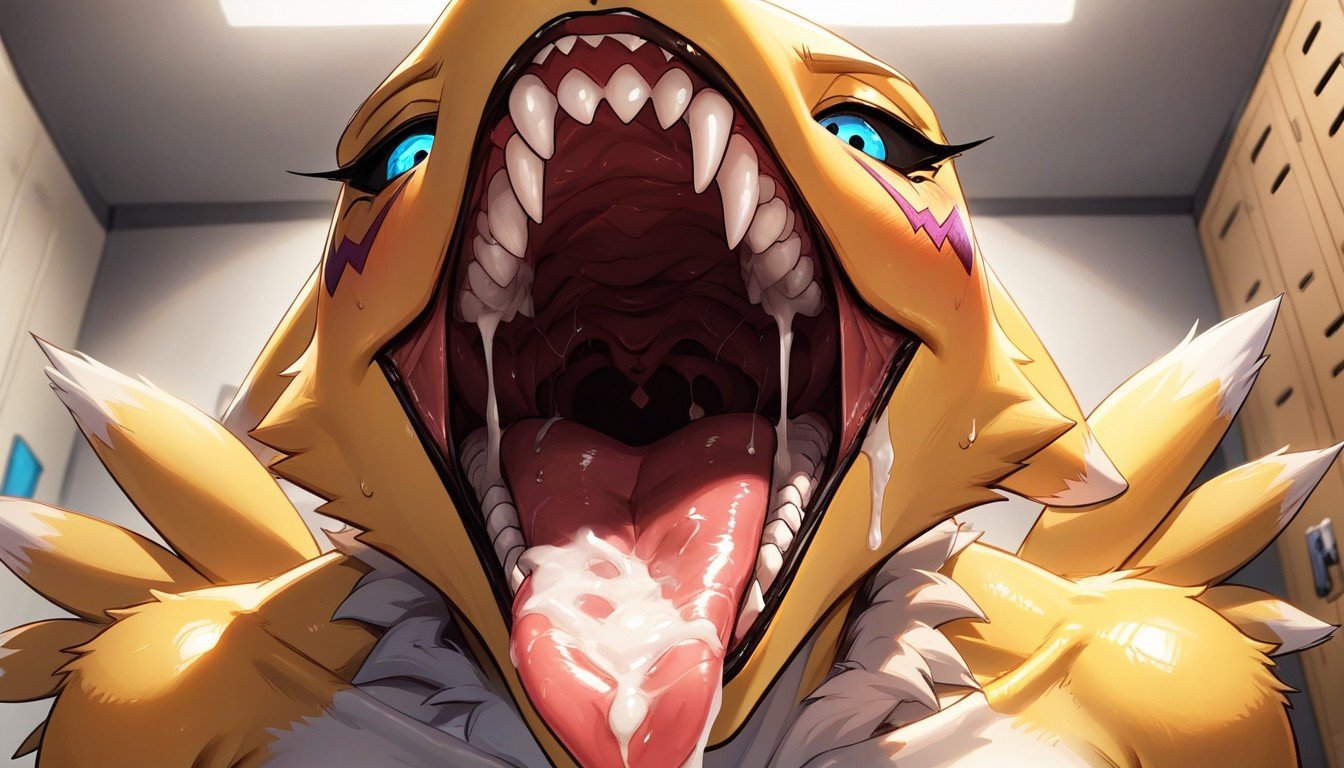 Cum In Mouth, Female Renamon, Wet Clothes Furry AI Porn