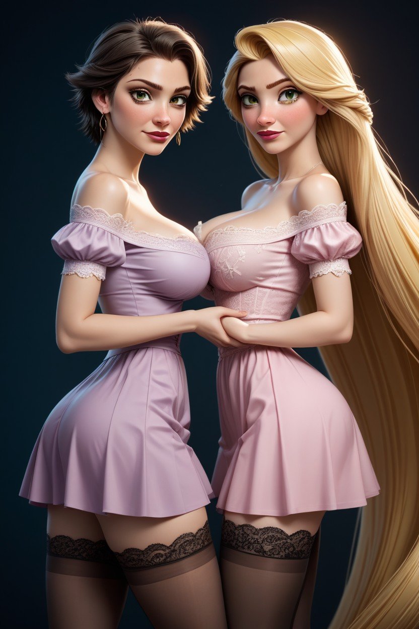 Rapunzel Is Ashamed, You Can See Ass, Unknown Woman Gropes Rapunzel퍼리 AI 포르노