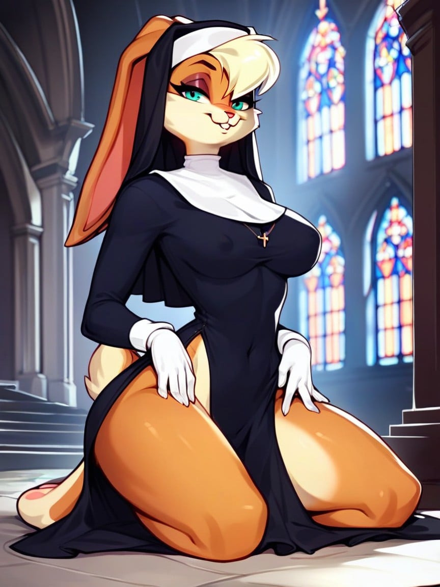 Church, Nun Outfit, KneelingゲイAIポルノ