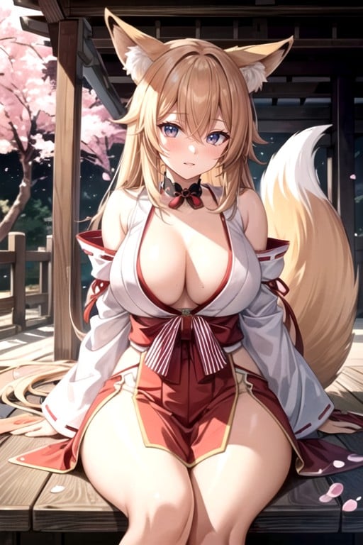 Fox Tail Grows From The Coccygeal Bone, 18+, Japanese Shrine MikoPorno IA Hentai