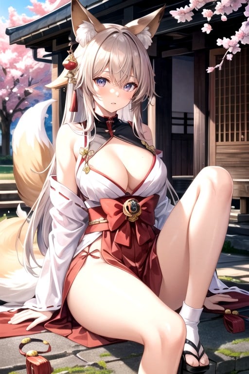 Cherry Blossoms, Fox Ears, One Woman Hentai IA pornografia