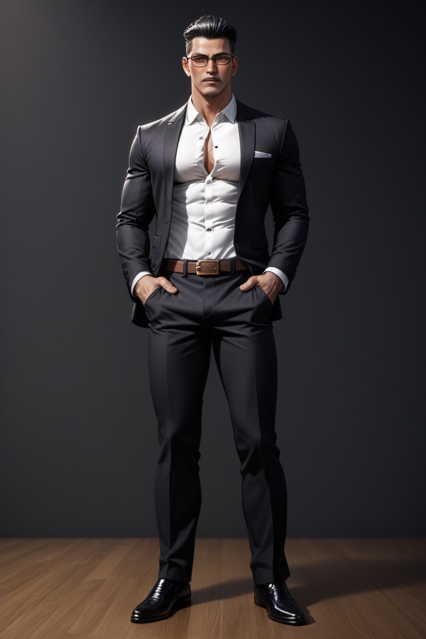 Standing, Slight Frown, Legs And Shoes Visible AI Gay Porn