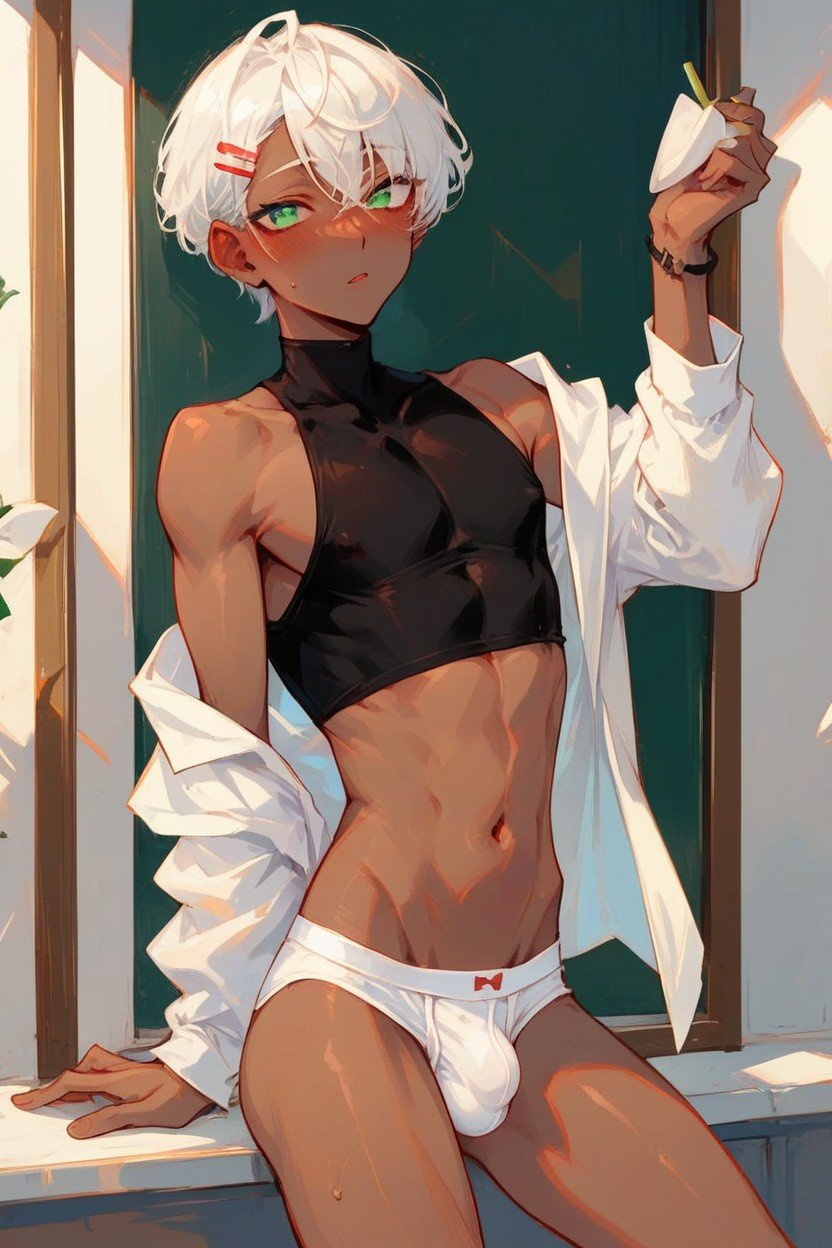 Bulge, White Hair, A White Briefs게이 AI 포르노