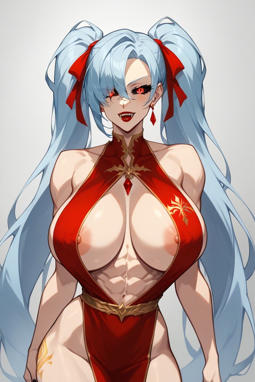 Light Blue Hair, Black Sclera, Big ButtAI獸人黃片