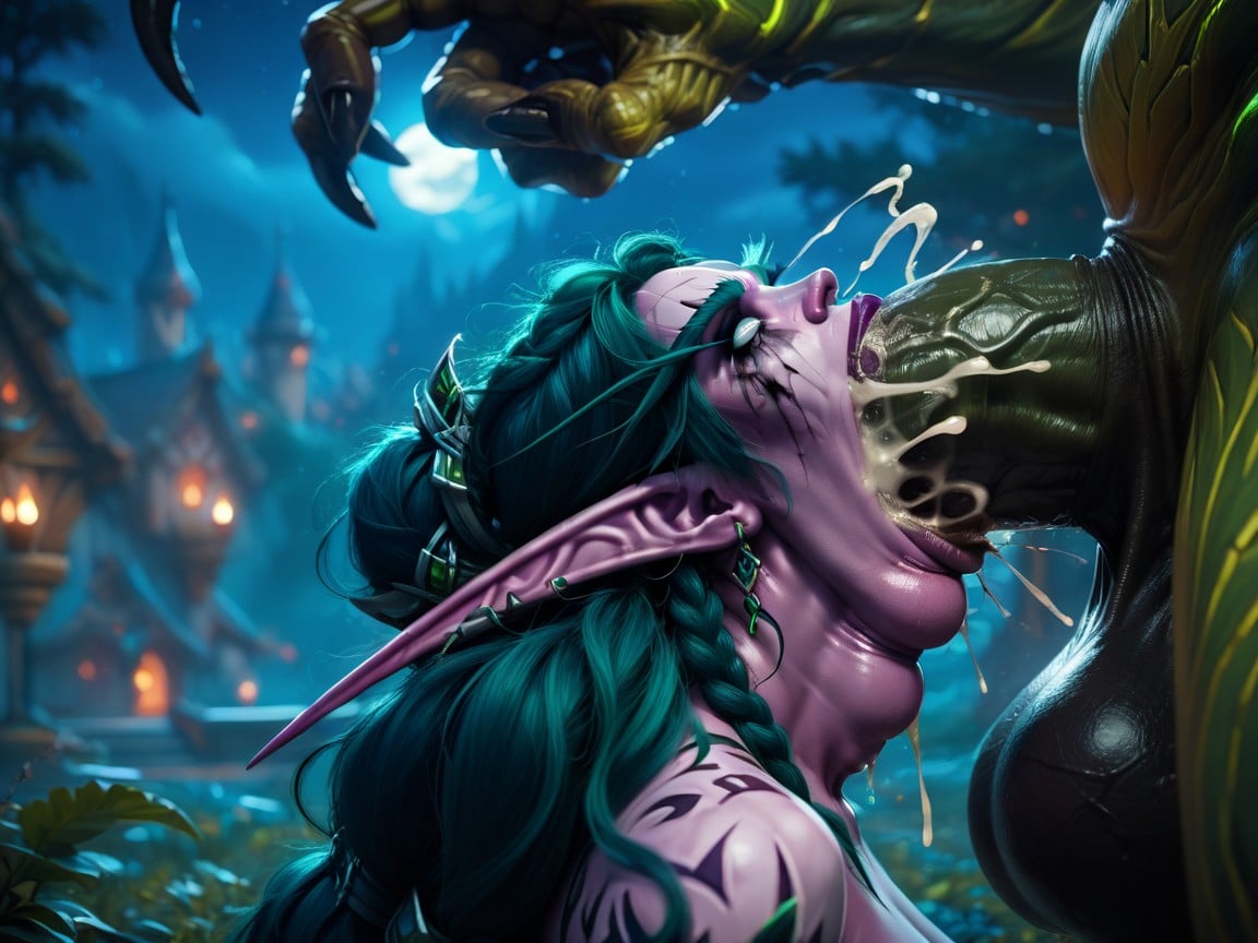 World Of Warcraft Togue Out, Giant Monster With Massive Cock, Throat Bulge Pornografia peluda com IA