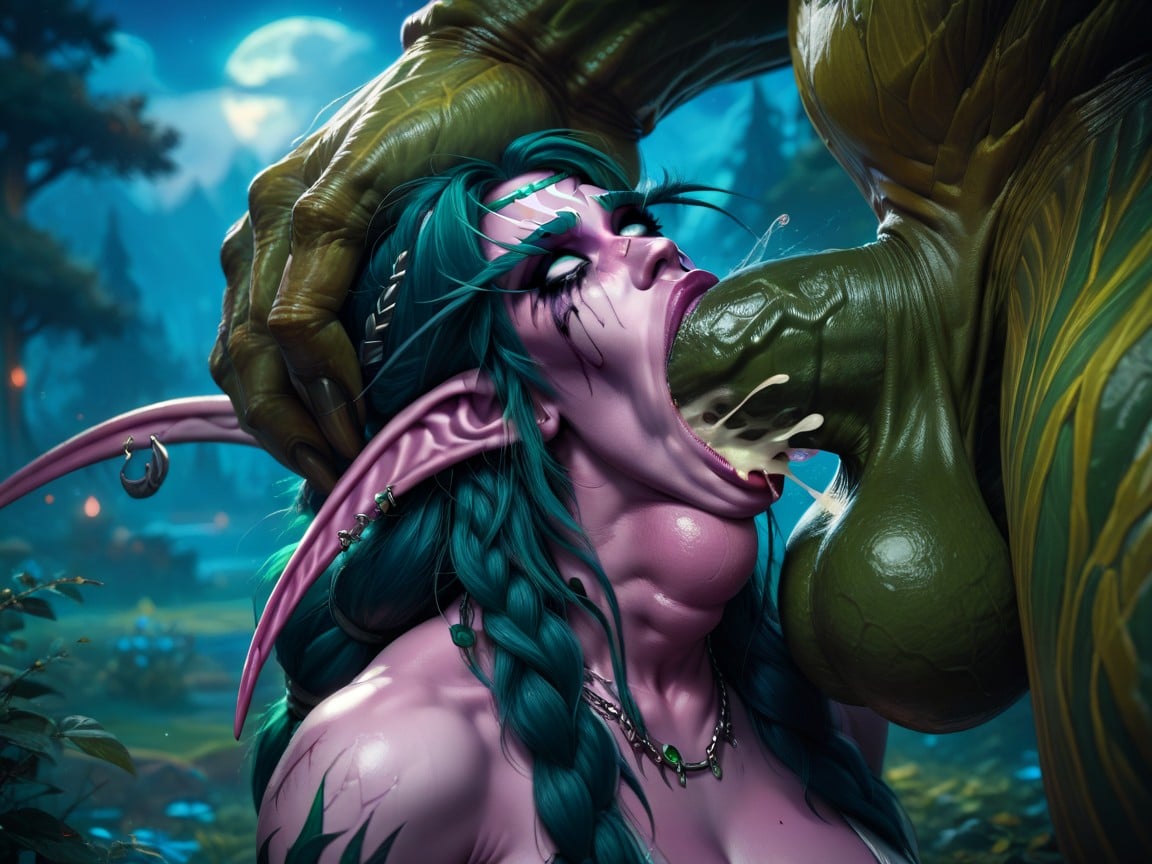 World Of Warcraft Togue Out, Runny Makeup, Night Elf Pornografia peluda com IA