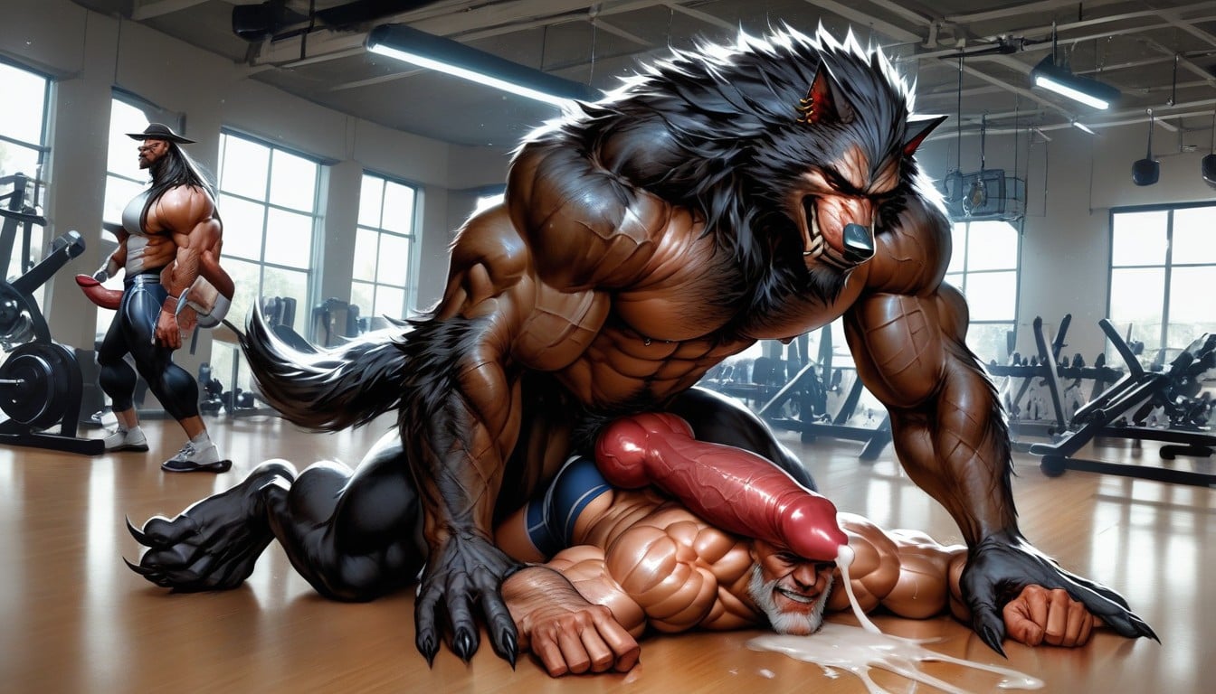 Burly Body, Handsome Face, Black Furry Werwewolves AI Gay Porn