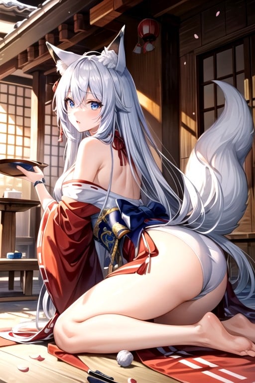 18+, All Fours, Fox Tail Grows From The Coccygeal Bone Furry AI Porn