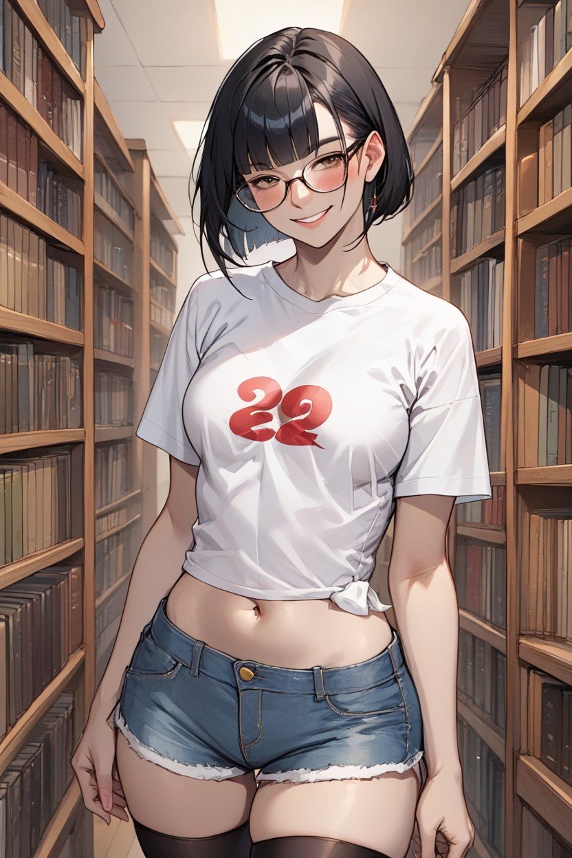 Small Ass, Thighs Exposed, Library Hentai AI Porn