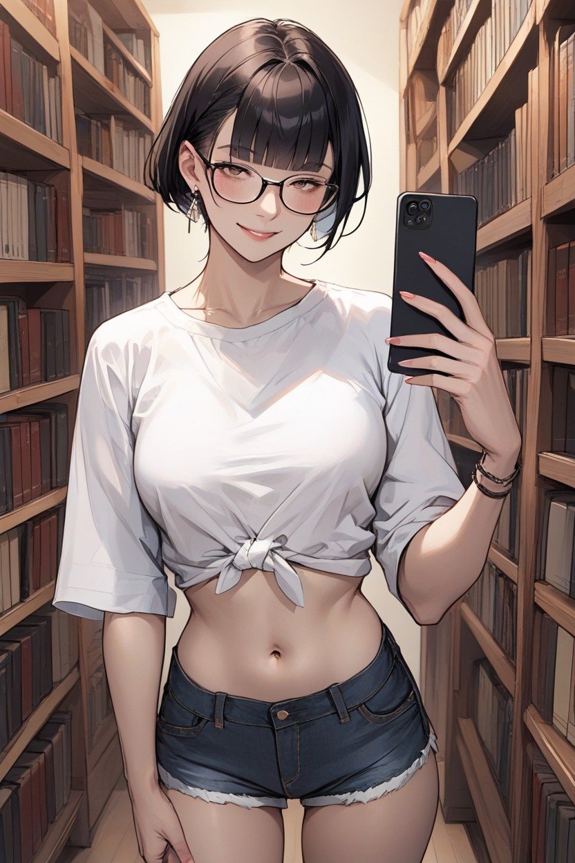 Short En Coton, Bobcut, BibliothèquePorno IA Hentai