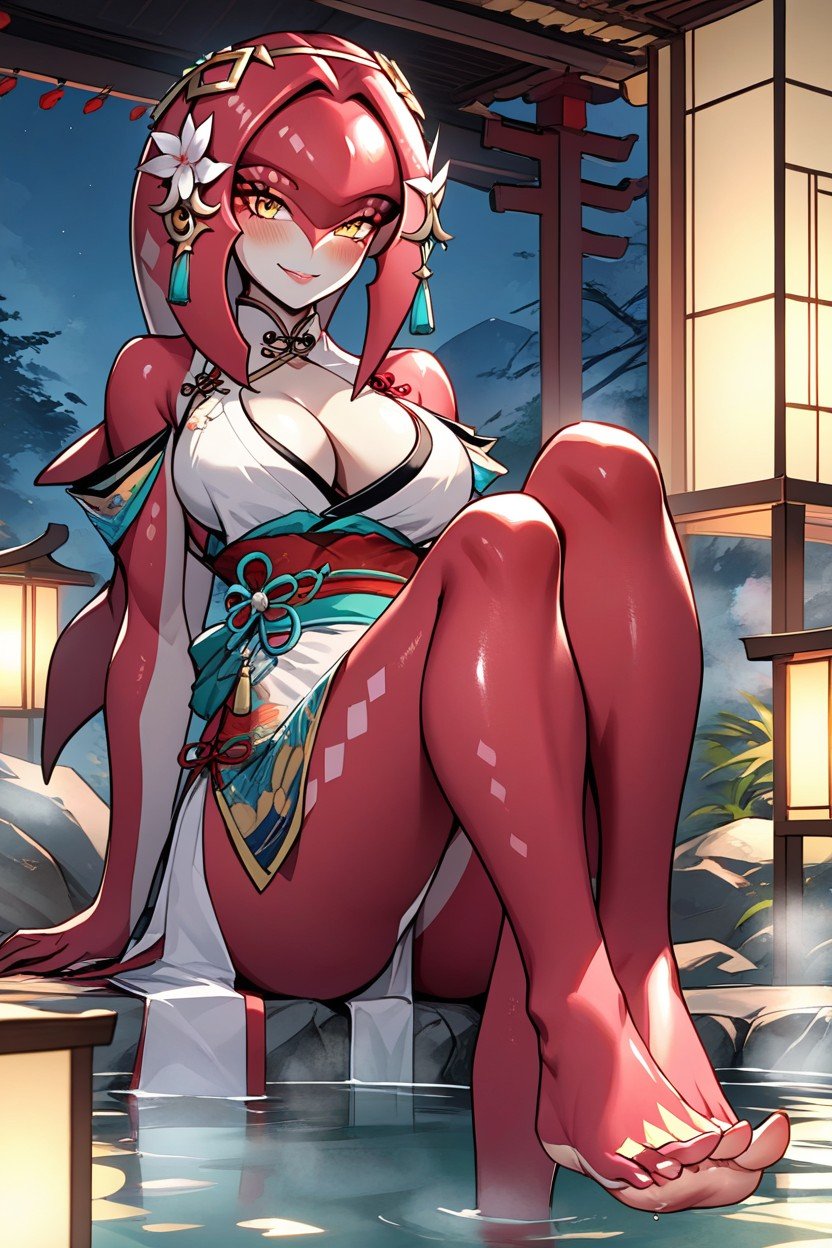 Perfect Round Breasts, Kimono Outfit, Tight Clothing Hentai IA pornografia