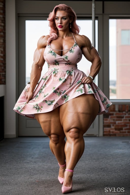 Bimbo, Ultra Muscular Arms, Pink Lipstick Pornografia asiática com IA