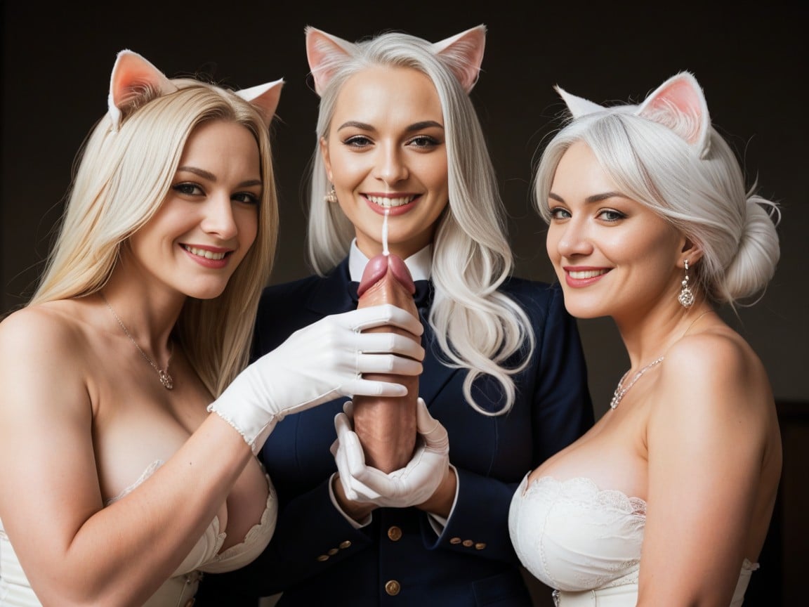 Cheveux Blancs, Three Women Grasp Testicles, 30+Porno IA Furry