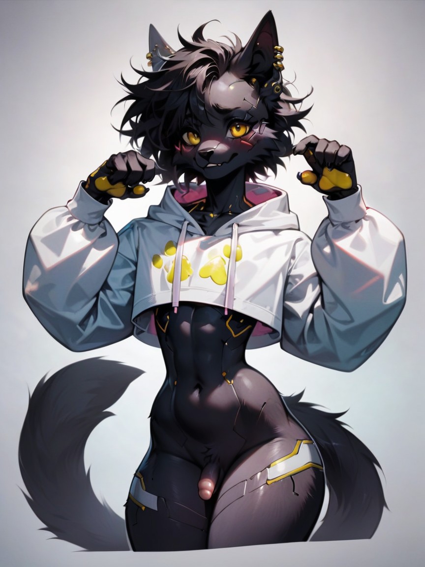 Cyberpunk Hacker, Flaccid Micropenis, Small Furry AI Porn
