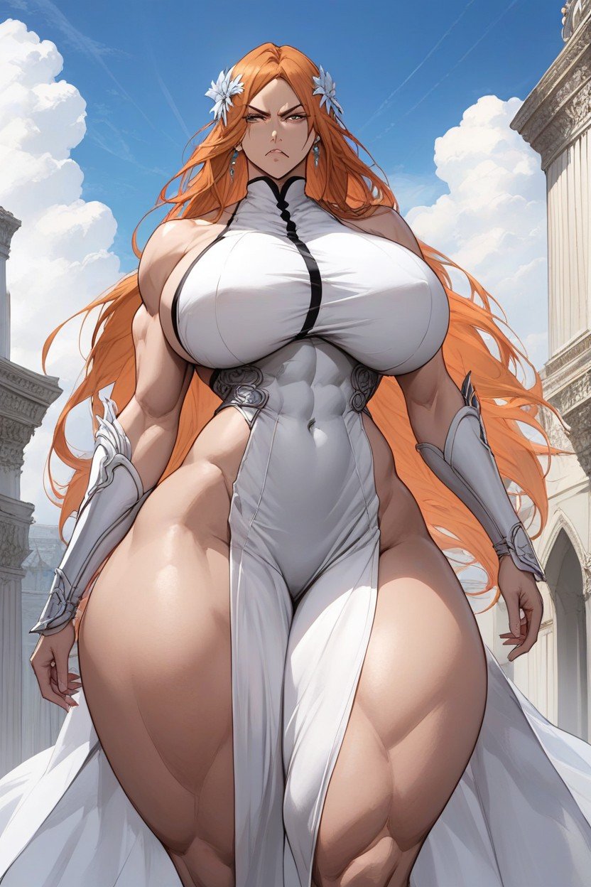 Orihime Inoue From Bleach, Vent Dans Les Cheveux, Expansion MammairePorno IA Furry