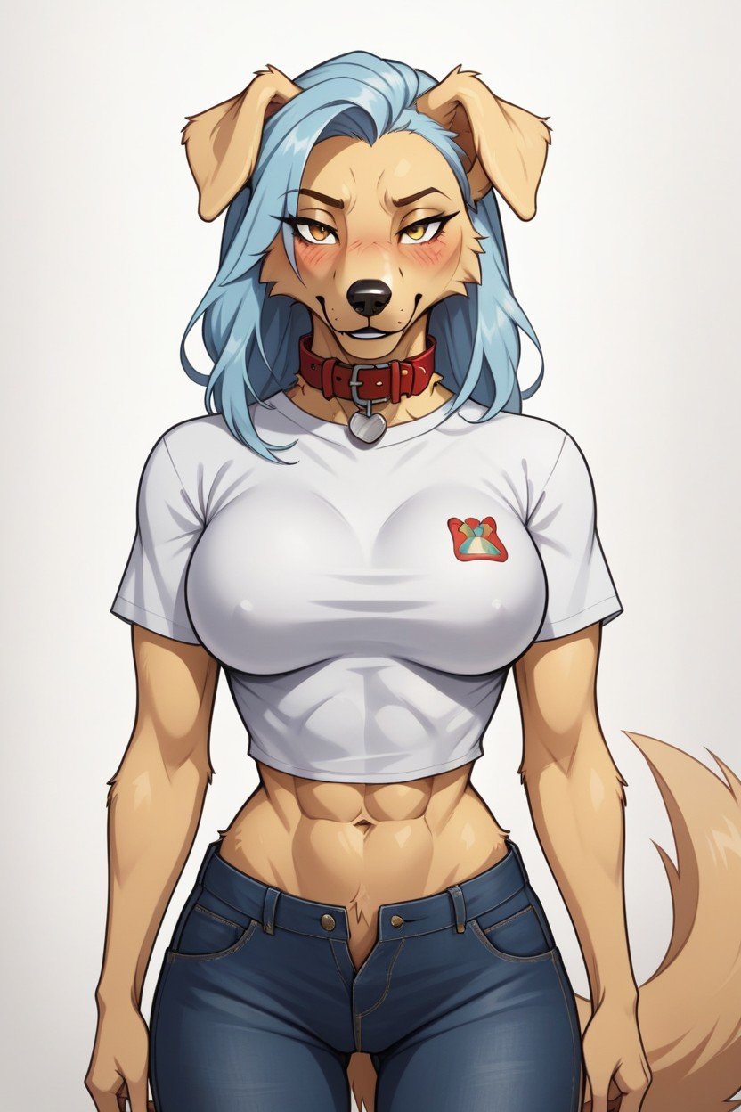 Front View, No Pants, Golden Retriever Furry AI Porn