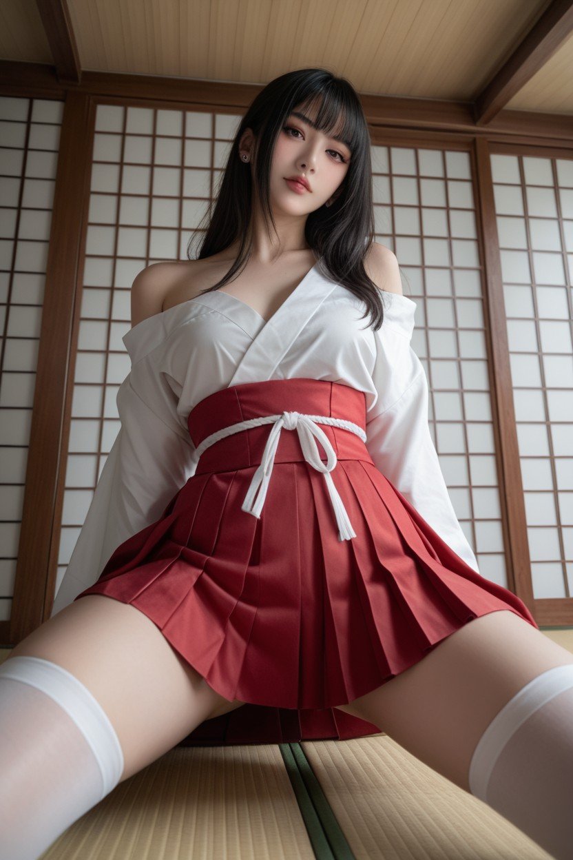 Japanese Miko Costume, Hyperpetite Body, Shrine Maiden Outfit Asian AI Porn