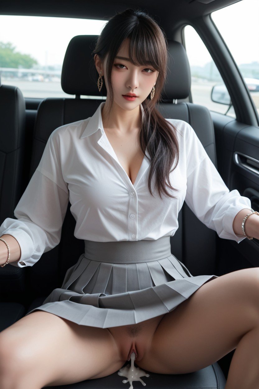 Wearing White Dress Shirt, Medium Ass, Lifting Skirt Asian AI Porn