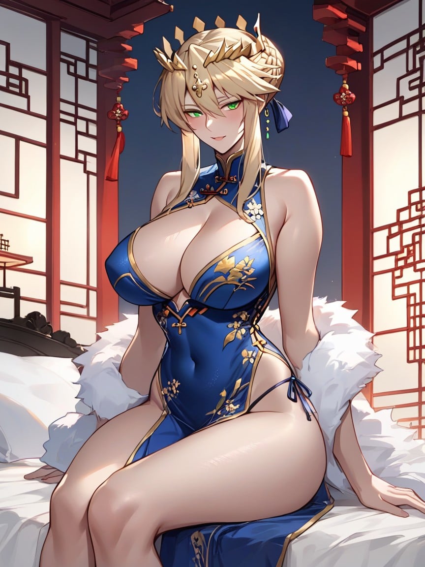 Thick Thighs, Artoria Pendragon Lancer From Fate, 亮片连衣裙AI黄漫