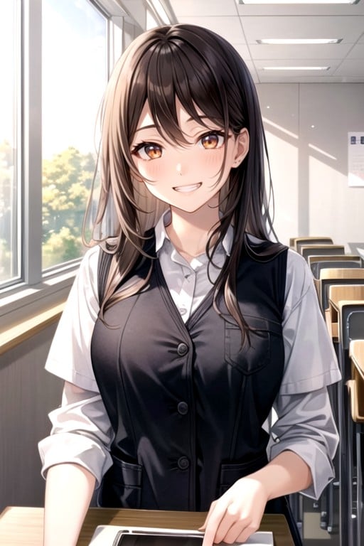 Sunny, Orange Eyes, Classroom Furry AI Porn