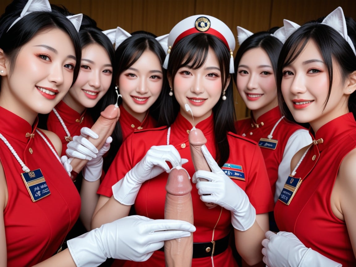 Spout Sperm Large Quantity, Wearing White Gloves Japanese Women Grasp Testicles, Five Women Wearing White GlovesAI獸人黃片