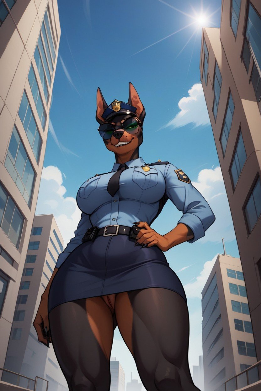 Large Breast, City, Doberman퍼리 AI 포르노