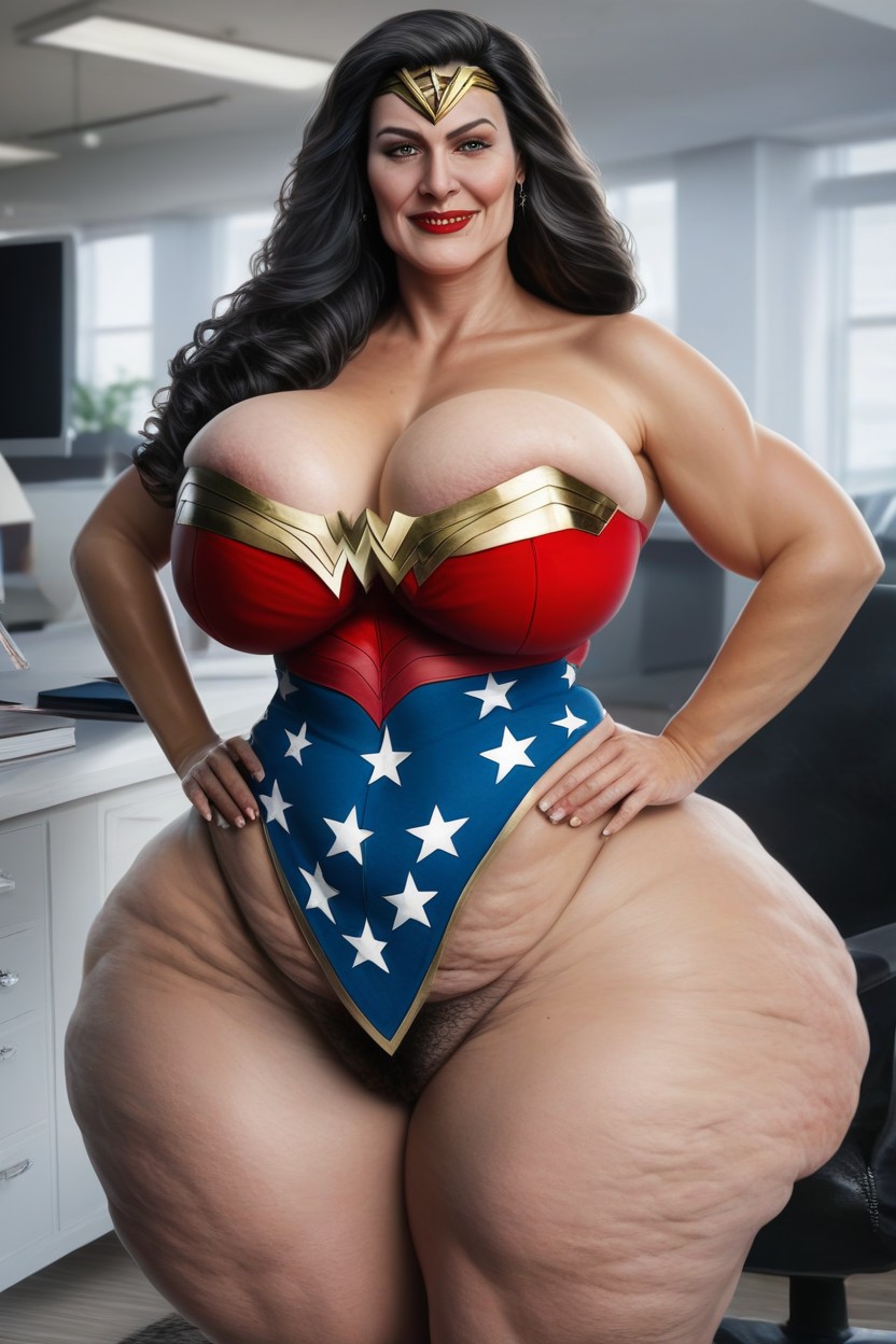 Long Length, A Tall Very Dark Skin Black Oily Skin Wonder Woman, Ssbbw Massive Fake Booty AI Porn
