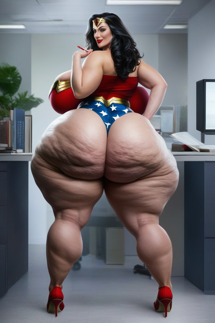 Fat Hips, Ass Triple Width Of Shoulders, A Tall Skin Oily Skin Wonder Woman AI Porn