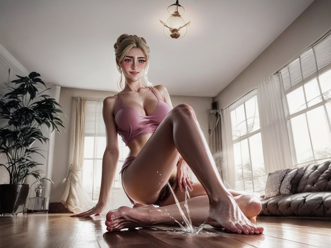Sunshine, Large Windows, Pink Tank Top Hentai AI Porn