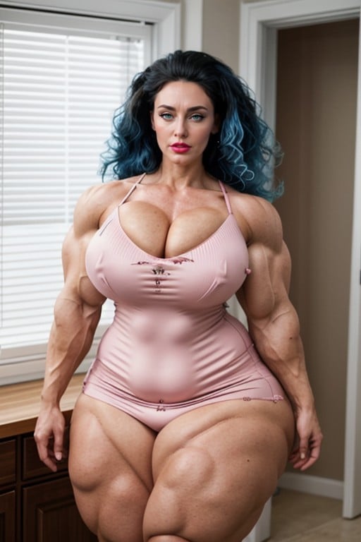 Thick Curvy Muscular Woman, Gigantic Muscles, Russian WomanPorno asiático IA